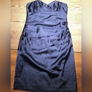 David's Bridal Navy Blue Short Strapless Dress